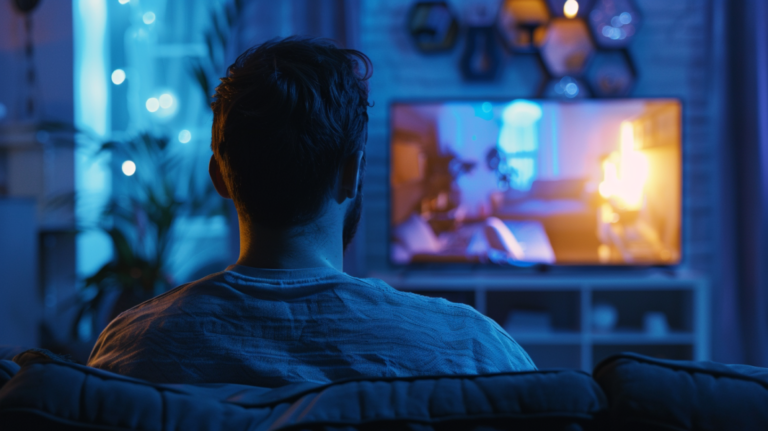 Man Watching TV on A Free Streaming App Similar to Pikashow