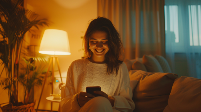 Woman Using an Encrypted Chat App on Her Phone