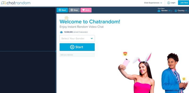 Screenshot of the Chatrandom website