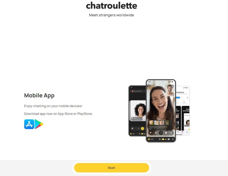 Screenshot of the Chatroulette website