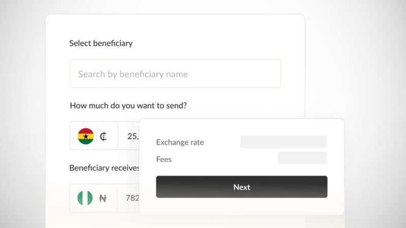 The Image Displays the Waza App's Interface for Cross-Border Payments