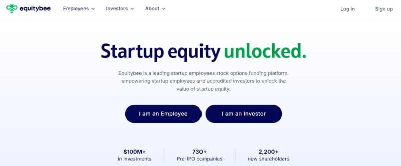 A screenshot of the Equitybeeplatform website