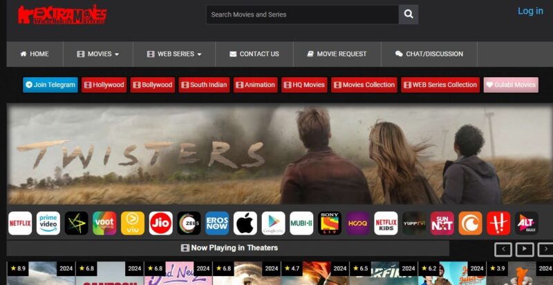 Screenshot of the ExtraMovies website