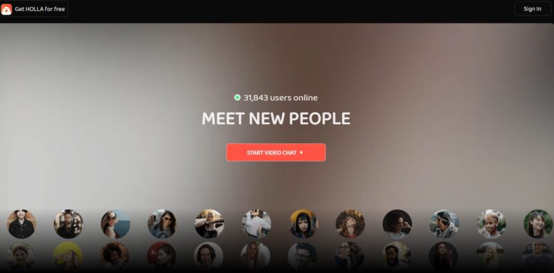 Screenshot of the Holla Video Chat website