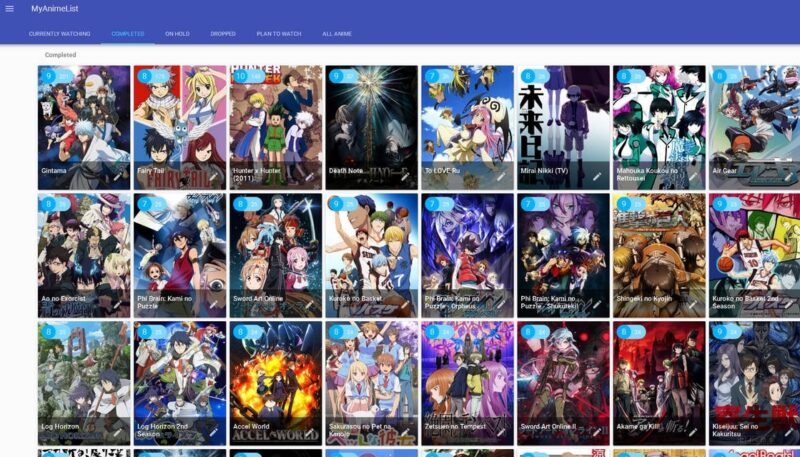 Screenshot of the MyAnimeList website page