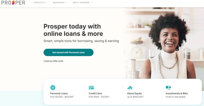 Screenshot of the Prosper Platform Website