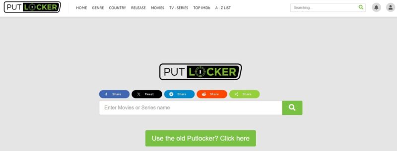 Screenshot of the PutLocker website page