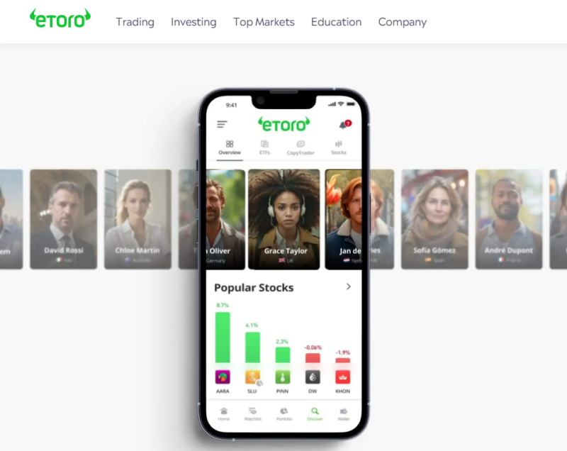 Screenshot from ETORO website