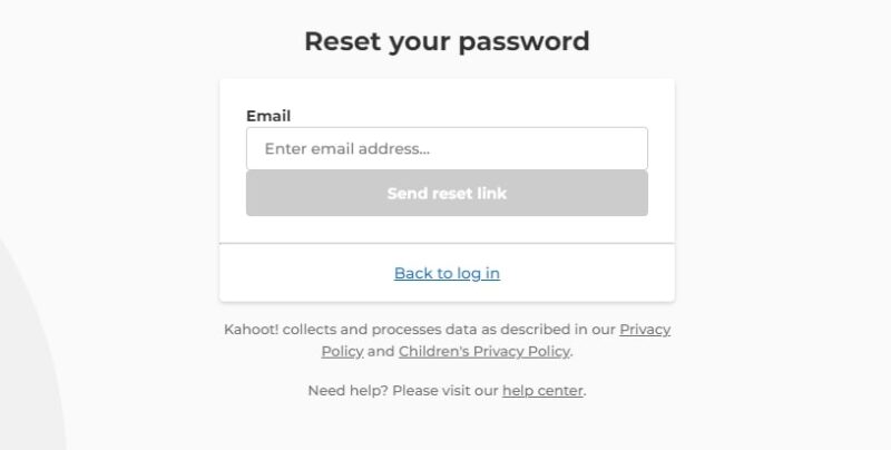 How to reset your password if you have forgotten it on Kahoot