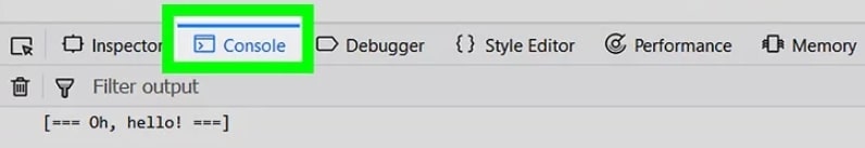 Click the Console Tab
