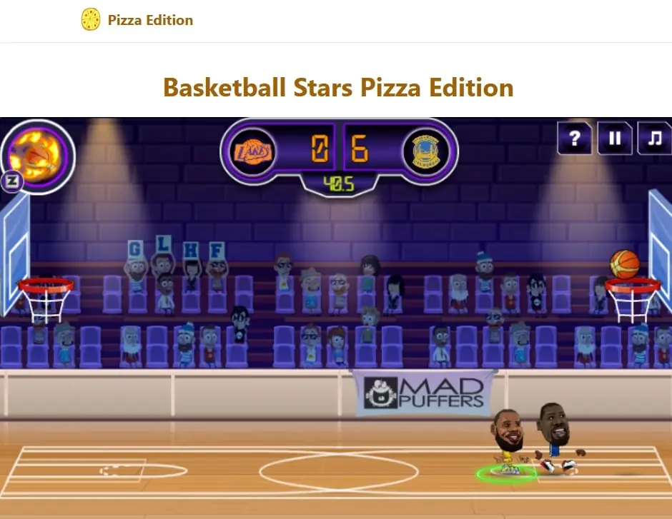 Basketball Stars Game on the Pizza Edition platform