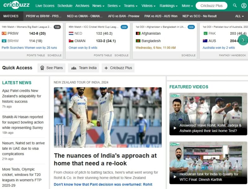 Cricbuzz streaming platform