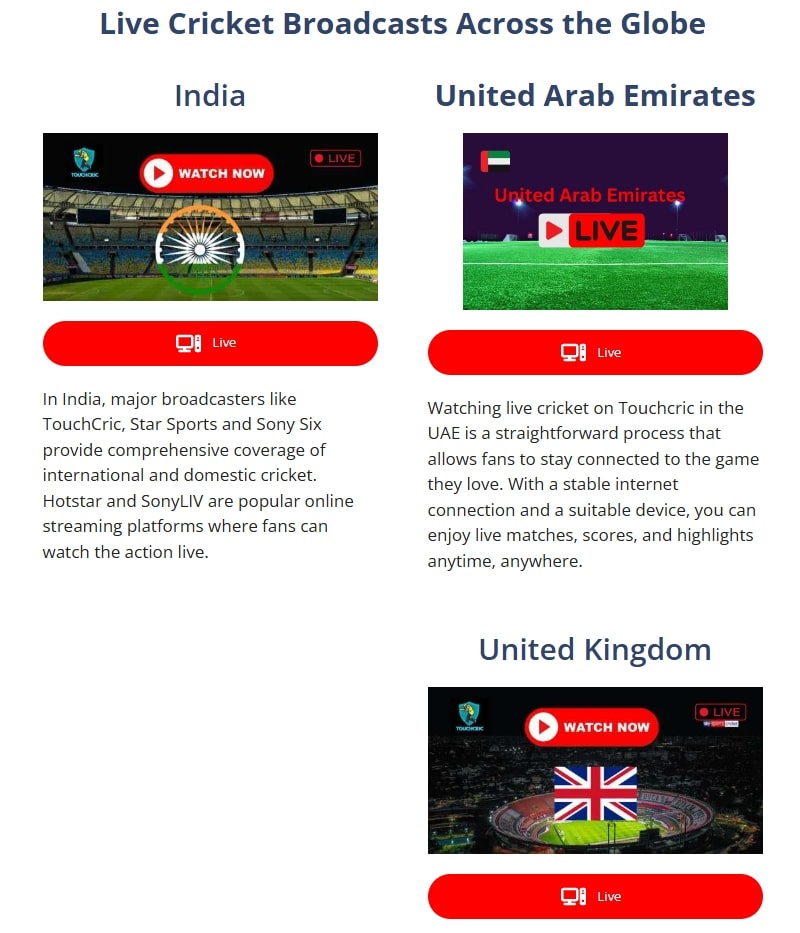 Touchcric Platform for Streaming Cricket